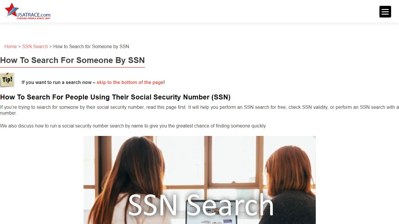 How to Search for Someone by SSN - USATrace.com